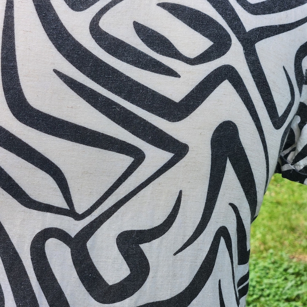 Women's Sz Small Dress Cotton Flax Abstract Maxi Artsy Lagenlook Art - Picture 9 of 10